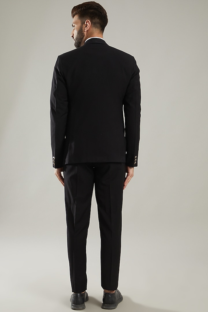 Black Gold Embroidered Tuxedo Set by KODEXRAUL at Pernia's Pop Up Shop