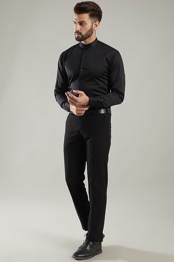 Black Hand Embroidered Tuxedo Set by KODEXRAUL at Pernia's Pop Up Shop