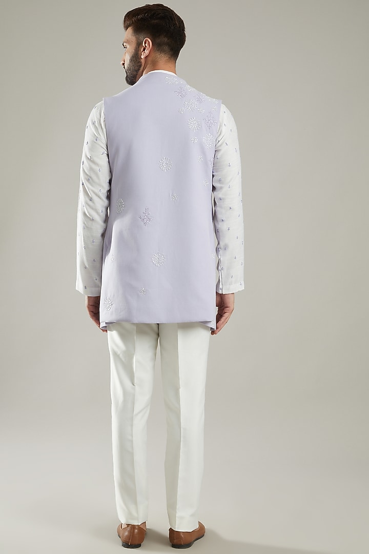 Lilac Embroidered Indo-Western Set by KODEXRAUL at Pernia's Pop Up Shop