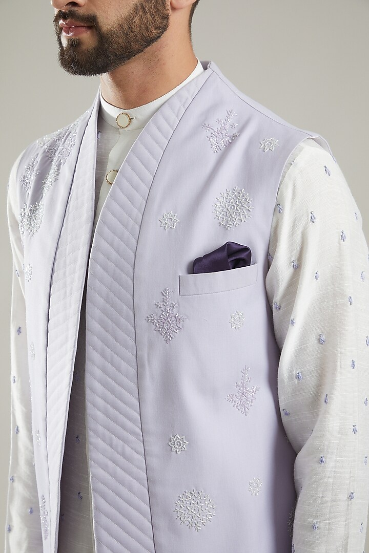 Lilac Embroidered Indo-Western Set by KODEXRAUL at Pernia's Pop Up Shop