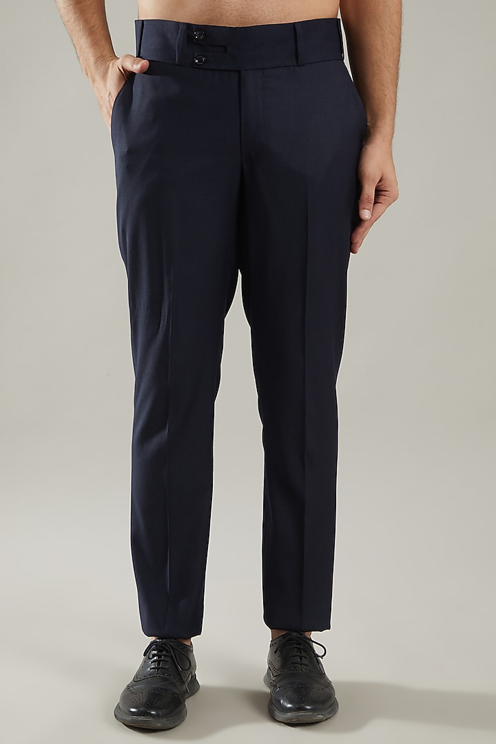 Navy Blue Embellished Tuxedo Set by KODEXRAUL at Pernia's Pop Up Shop