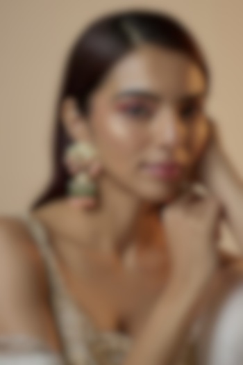 Gold Finish Kundan Polki & Pearl Dangler Earrings by Kohar By Kanika at Pernia's Pop Up Shop