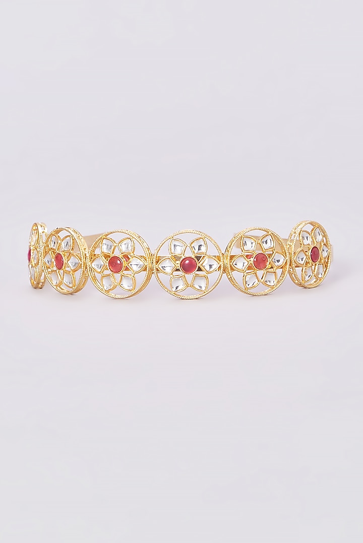 Gold Finish Ruby & Kundan Polki Hairband by Kohar By Kanika at Pernia's Pop Up Shop