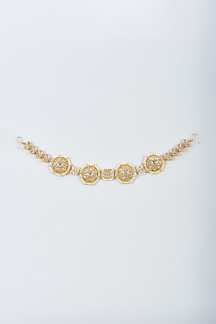 Gold Finish Kundan Polki Sheeshpatti by Kohar By Kanika at Pernia's Pop Up Shop