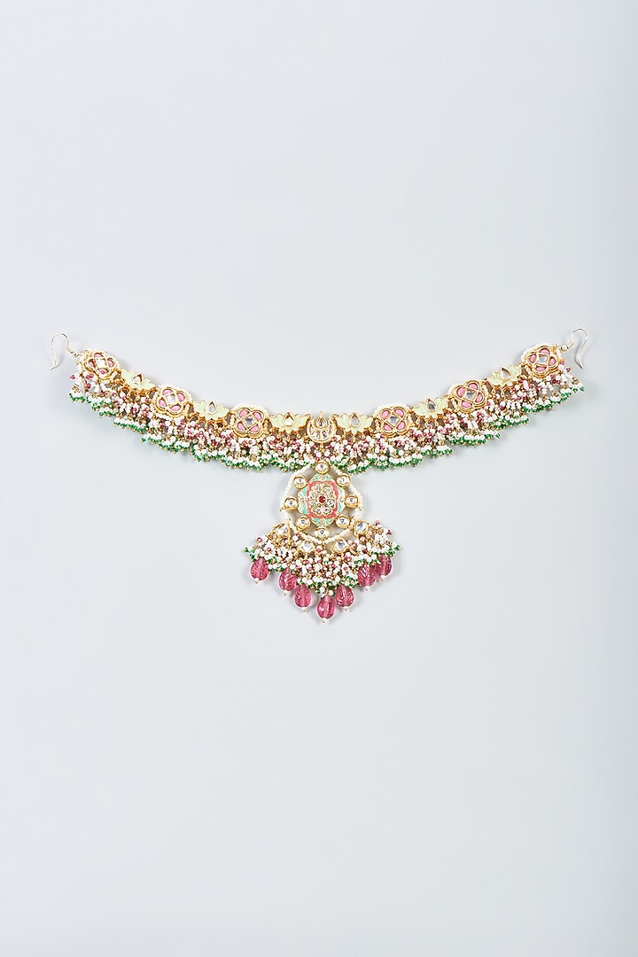 Gold Finish Kundan Polki Matha Patti by Kohar By Kanika at Pernia's Pop Up Shop