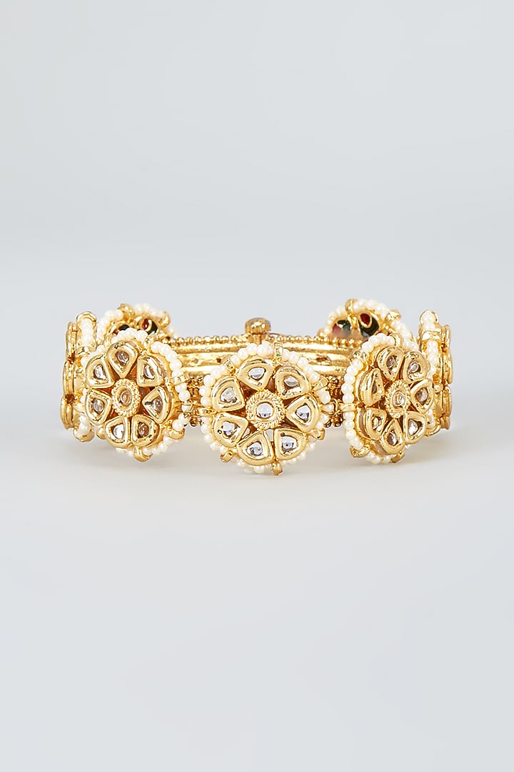 Gold Finish Kundan Bangle by Kohar By Kanika at Pernia's Pop Up Shop