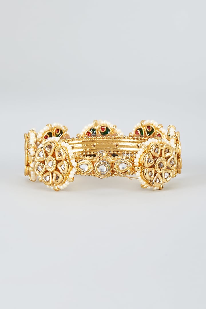 Gold Finish Kundan Bangle by Kohar By Kanika at Pernia's Pop Up Shop