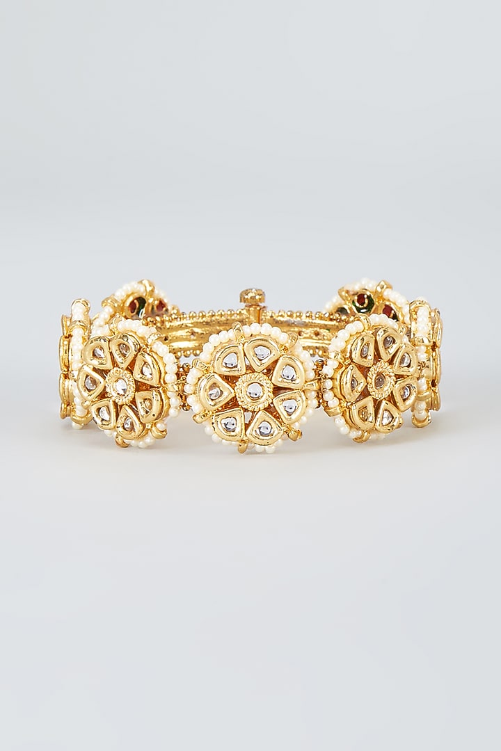 Gold Finish Kundan Bangle by Kohar By Kanika at Pernia's Pop Up Shop