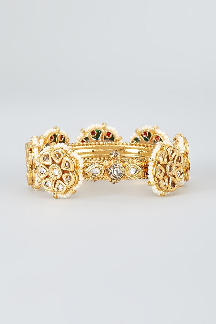 Gold Finish Kundan Bangle by Kohar By Kanika at Pernia's Pop Up Shop