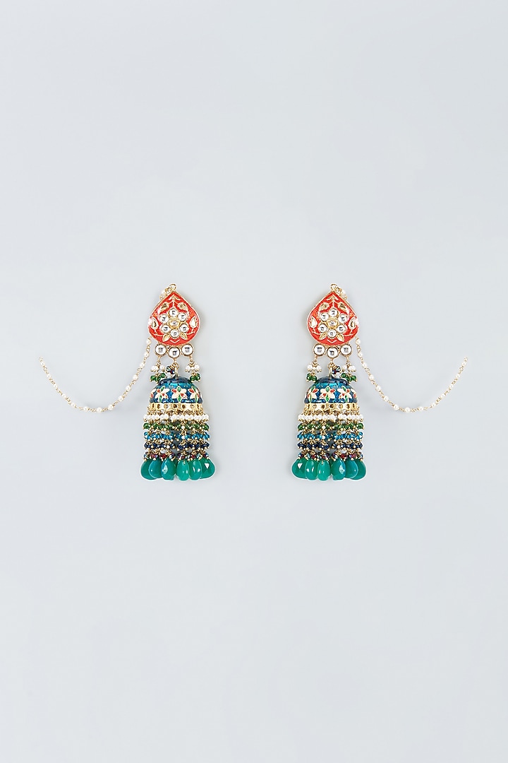 Gold Finish Kundan Polki Meenakari Necklace by Kohar By Kanika at Pernia's Pop Up Shop