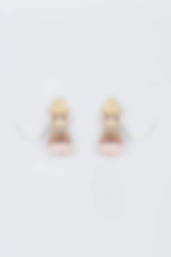 Gold Finish Kundan Polki Meenakari Dangler Earrings by Kohar By Kanika