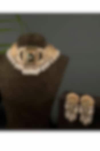 Gold Finish Pearl Necklace Set by Kohar By Kanika at Pernia's Pop Up Shop