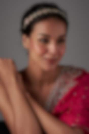 Gold Finish Kundan Polki & Pearl Sheeshpatti by Kohar By Kanika at Pernia's Pop Up Shop