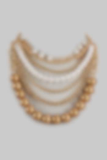 Rose Gold Finish Pearl Necklace by Kohar By Kanika at Pernia's Pop Up Shop