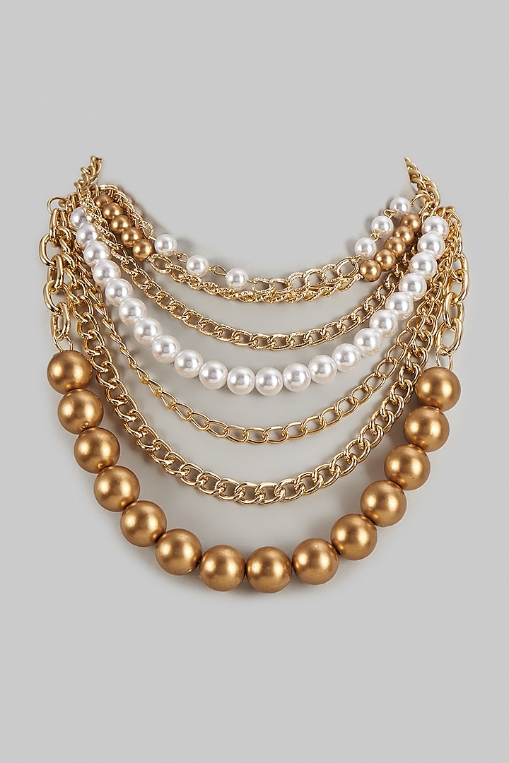 Rose Gold Finish Pearl Necklace by Kohar By Kanika at Pernia's Pop Up Shop