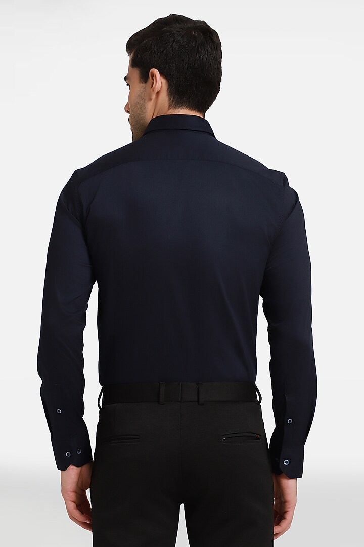 Navy Blue Cotton & Lycra Embroidered Handcrafted Party Wear Shirt by Komal Kothari at Pernia's Pop Up Shop