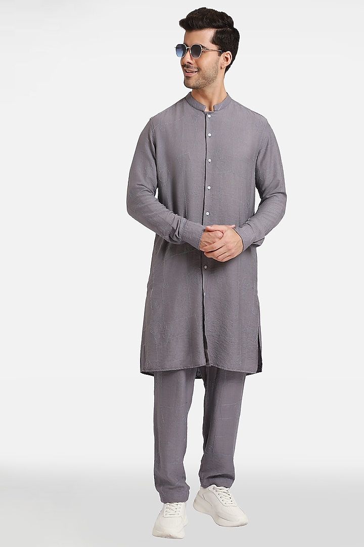 Purple Cotton Handcrafted Kurta by Komal Kothari