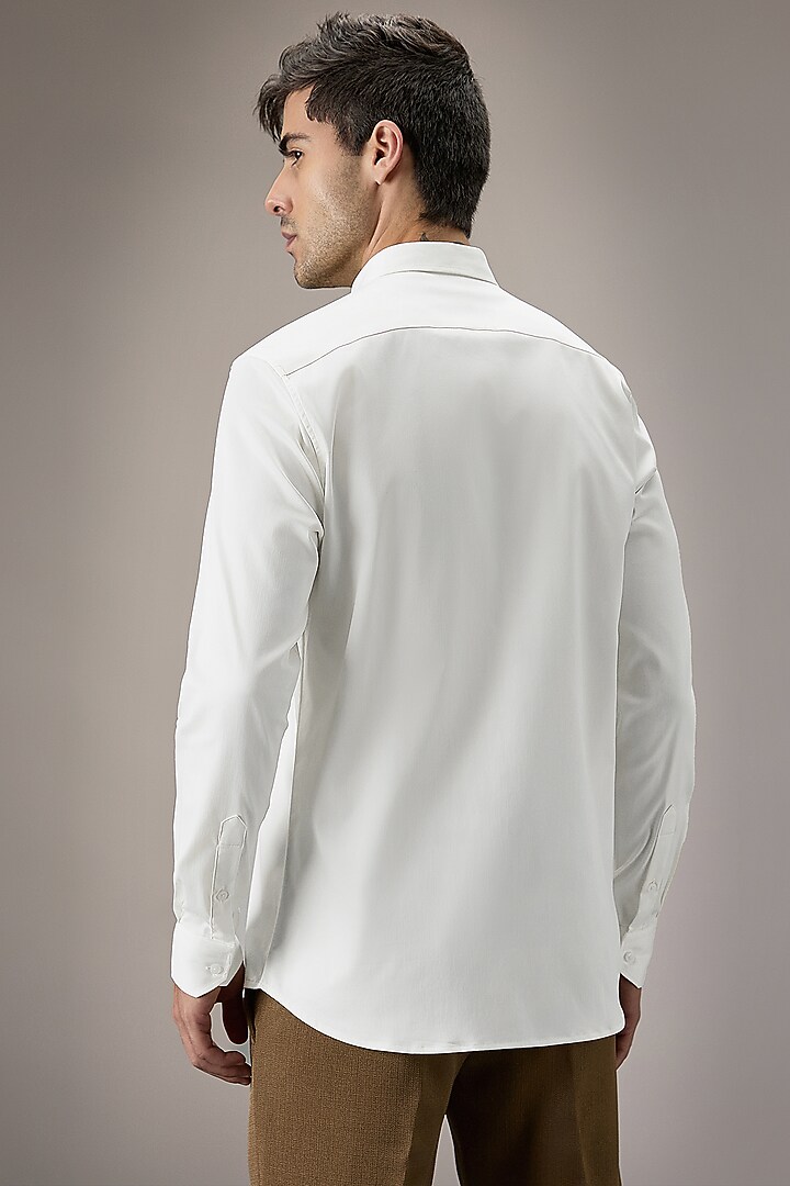 White Cotton & Satin Party Wear Shirt by Komal Kothari at Pernia's Pop Up Shop