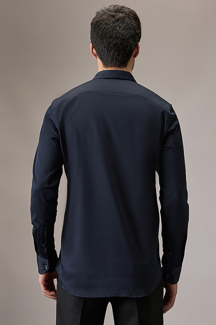 Navy Blue Cotton Bunny Hand Embroidered Party Wear Shirt by Komal Kothari at Pernia's Pop Up Shop