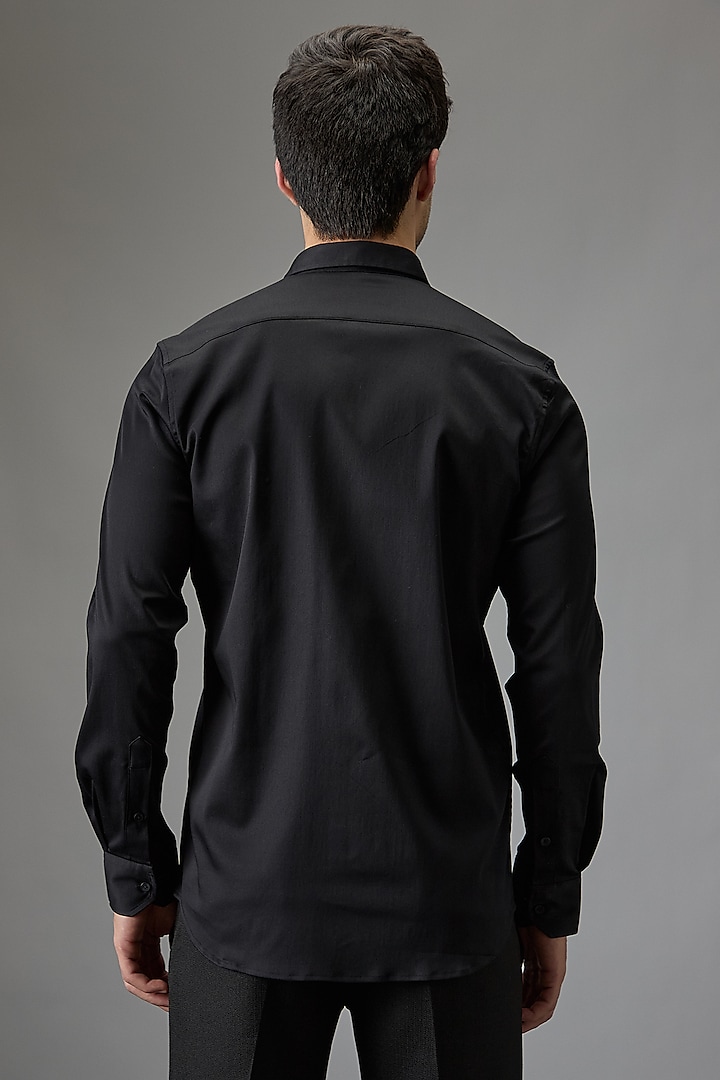 Black Cotton Butterfly Hand Embroidered Party Wear Shirt by Komal Kothari at Pernia's Pop Up Shop