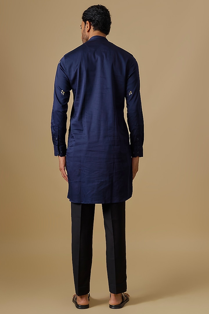 Navy Cotton Kurta by Komal Kothari at Pernia's Pop Up Shop