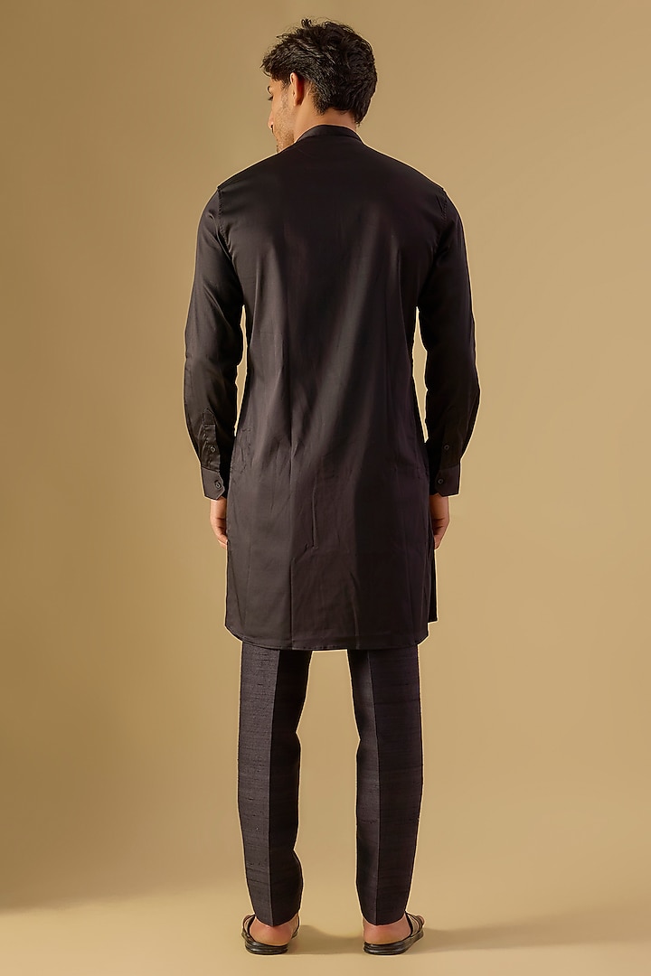 Black Cotton Hand Embroidered Handcrafted Kurta by Komal Kothari at Pernia's Pop Up Shop