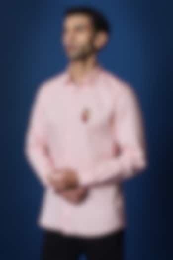 Baby Pink Cotton Hand Embroidered Party Wear Shirt by Komal Kothari at Pernia's Pop Up Shop