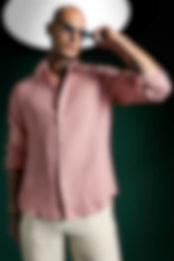 Salmon Pink Linen Party Wear Shirt by Komal Kothari at Pernia's Pop Up Shop
