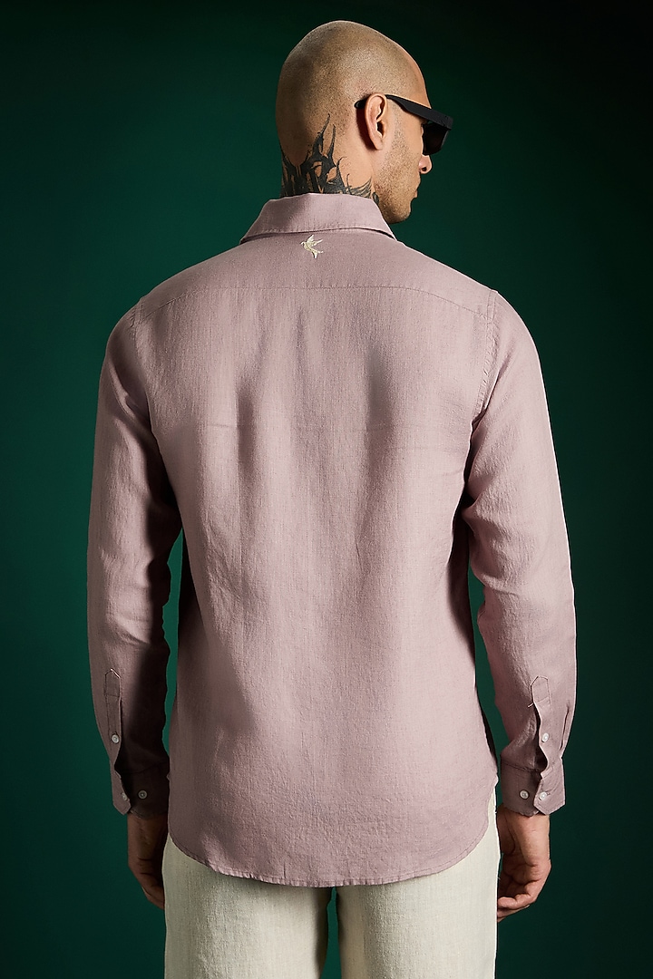 Dusky Pink Linen Party Wear Shirt by Komal Kothari at Pernia's Pop Up Shop