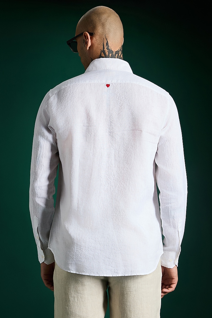 White Linen Party Wear Shirt by Komal Kothari at Pernia's Pop Up Shop