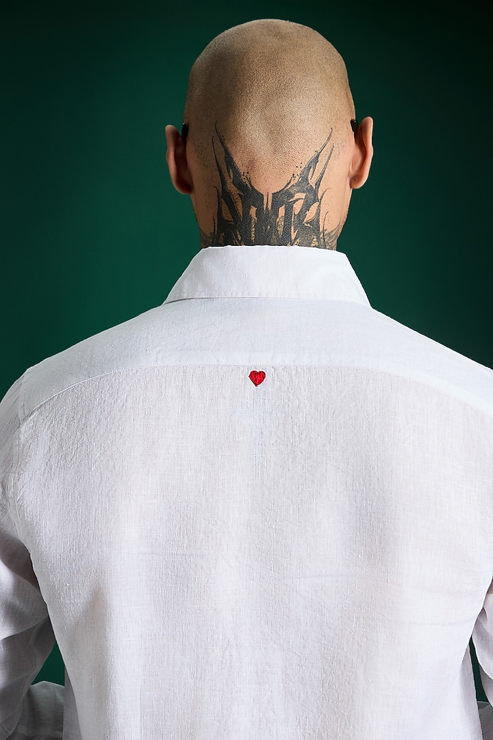 White Linen Party Wear Shirt by Komal Kothari at Pernia's Pop Up Shop