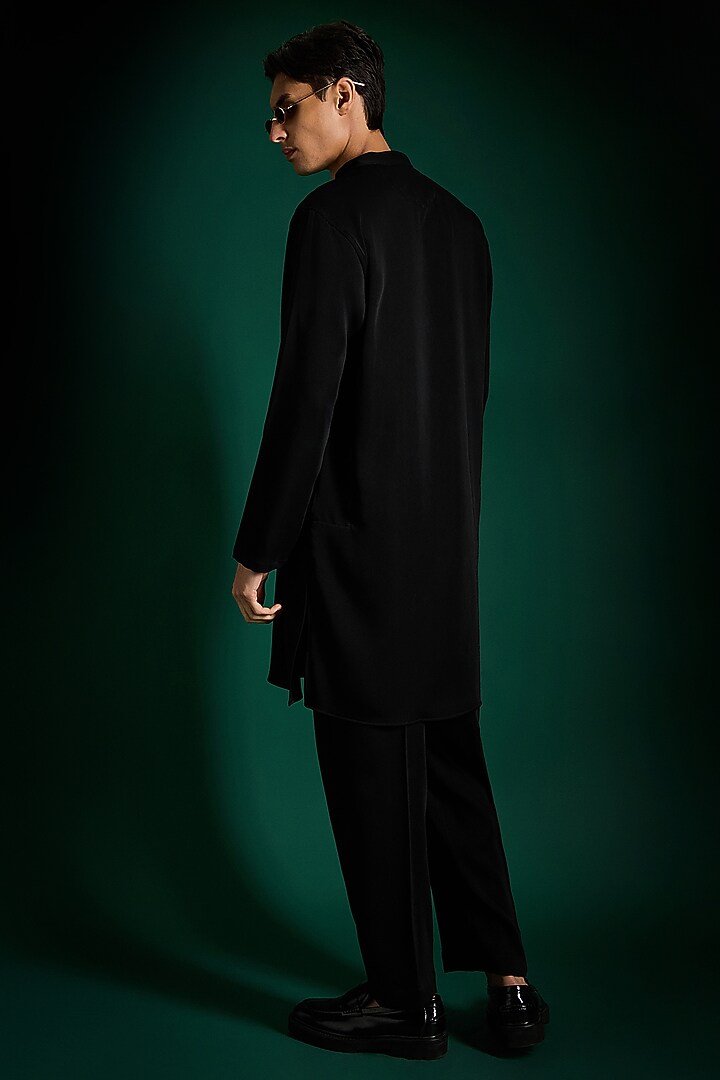 Black Lachka Hand Embroidered Kurta by Komal Kothari at Pernia's Pop Up Shop