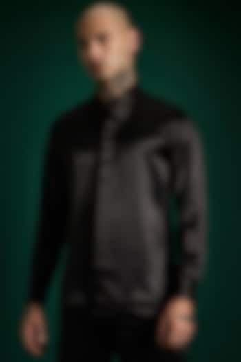 Black Luxe Suiting Handcrafted Party Wear Shirt by Komal Kothari  at Pernia's Pop Up Shop