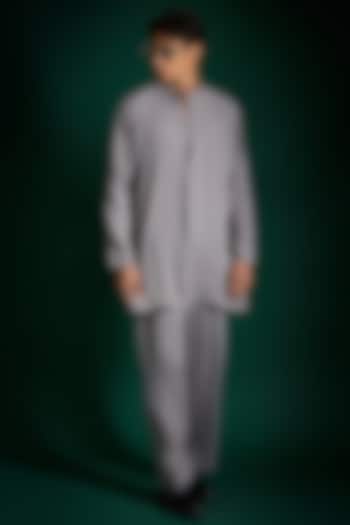 Cool Grey Suiting Hand Embroidered Kurta Set by Komal Kothari at Pernia's Pop Up Shop