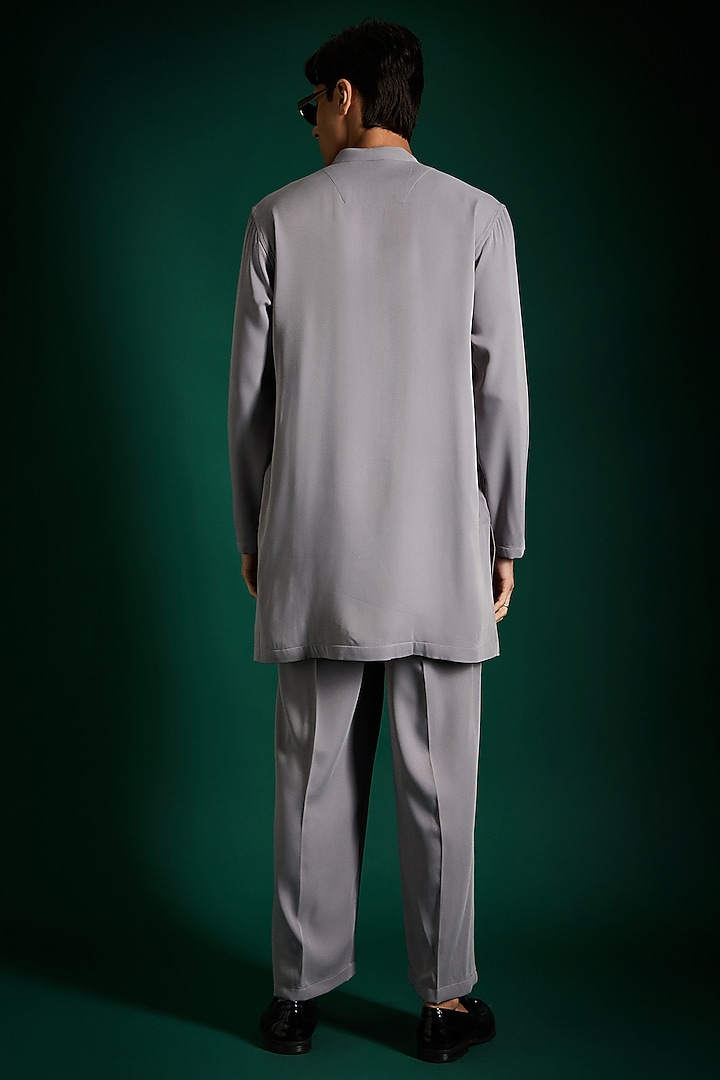 Cool Grey Suiting Hand Embroidered Kurta Set by Komal Kothari at Pernia's Pop Up Shop