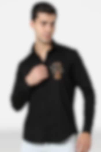 Black Cotton Lycra Cutdana Embellished Summer Shirt by Komal Kothari at Pernia's Pop Up Shop