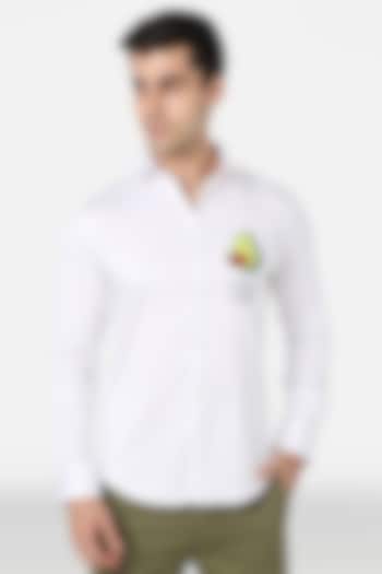 White Cotton Lycra Embellished Summer Shirt by Komal Kothari at Pernia's Pop Up Shop