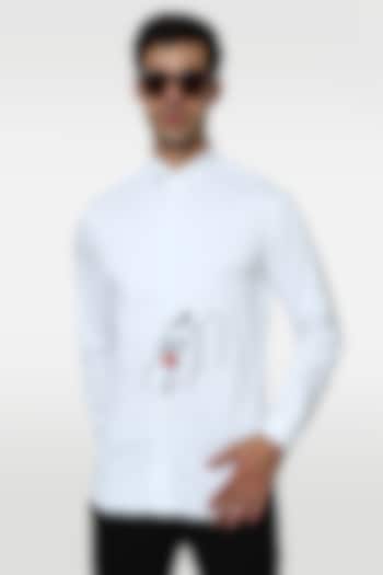 White Cotton Lycra Embellished Summer Shirt by Komal Kothari at Pernia's Pop Up Shop