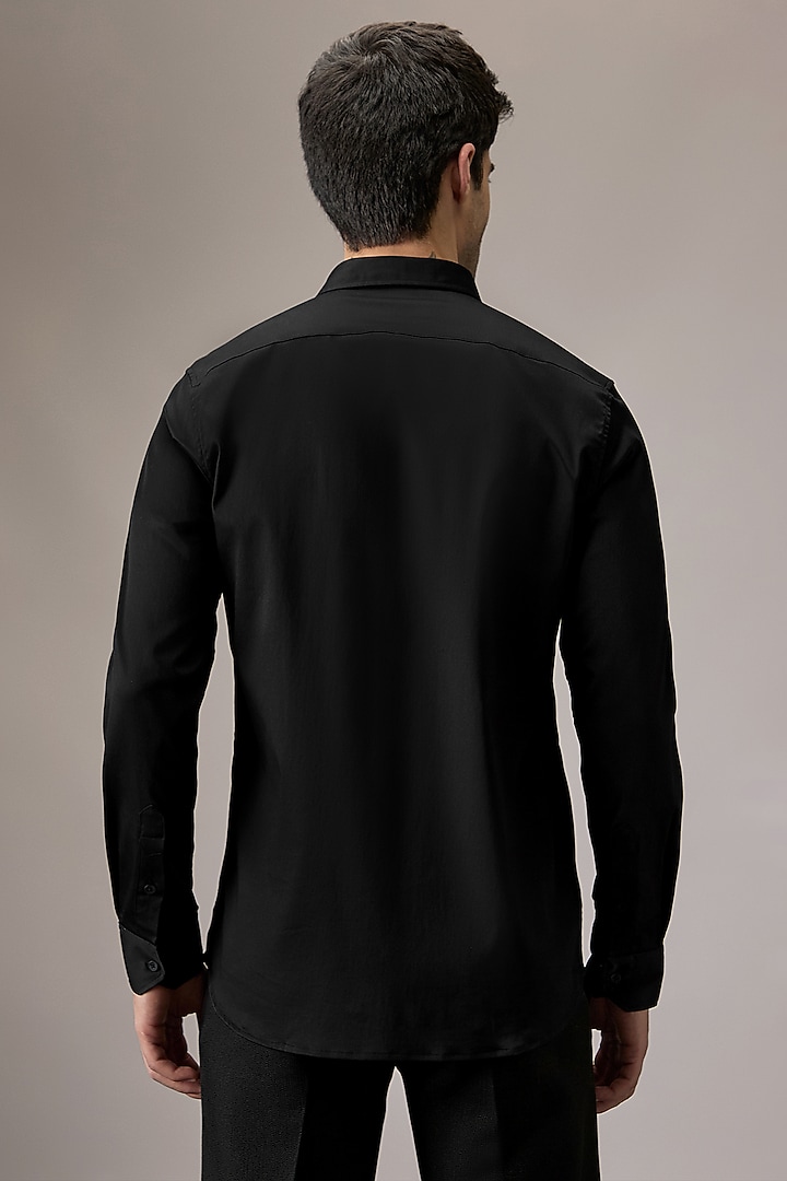 Black Cotton Hand Embroidered Party Wear Shirt by Komal Kothari at Pernia's Pop Up Shop