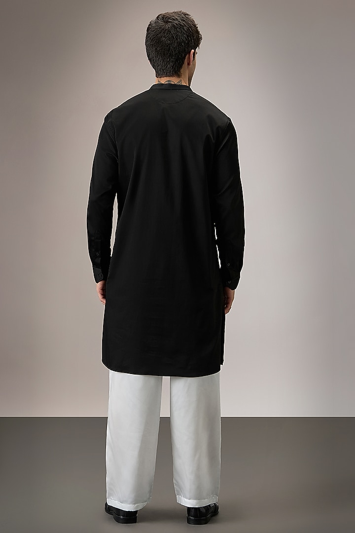 Black Cotton Hand Embroidered Kurta by Komal Kothari at Pernia's Pop Up Shop