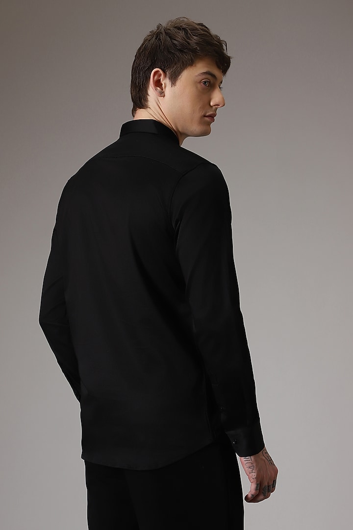 Black Cotton Lycra Hand Embroidered Party Wear Shirt by Komal Kothari at Pernia's Pop Up Shop
