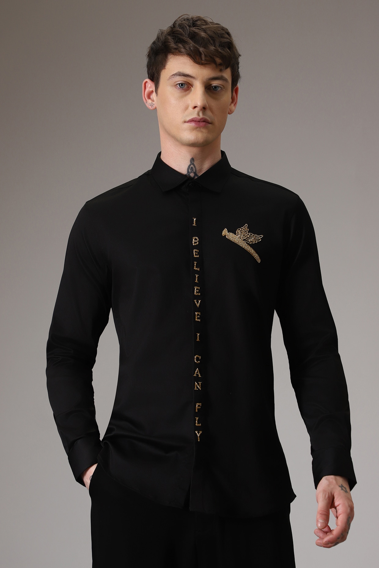 GAKKIN NIWATORI EMBROIDERY BLACK SHIRT 【公式通販】