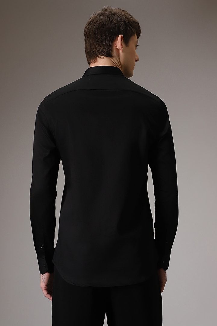 Black Cotton Lycra Hand Embroidered Party Wear Shirt by Komal Kothari at Pernia's Pop Up Shop