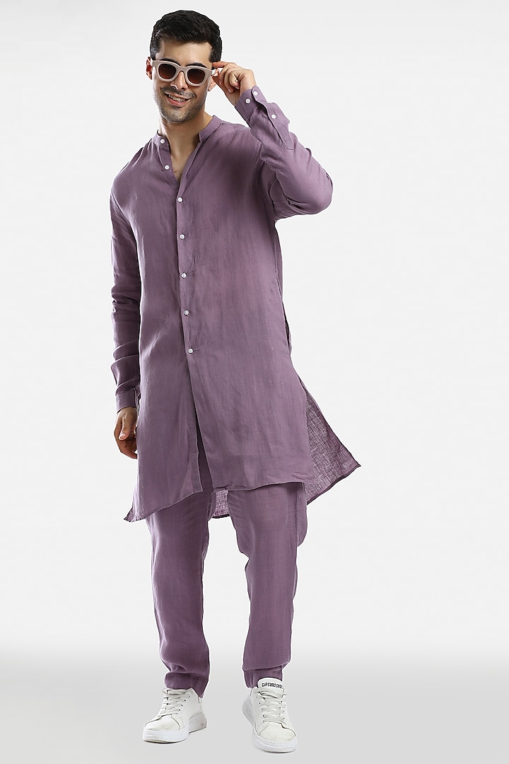 Purple Linen Kurta Set by Komal Kothari at Pernia's Pop Up Shop