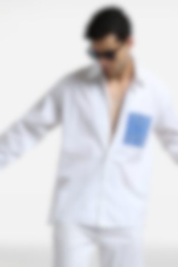 White Cotton Handcrafted Party Wear Shirt by Komal Kothari at Pernia's Pop Up Shop