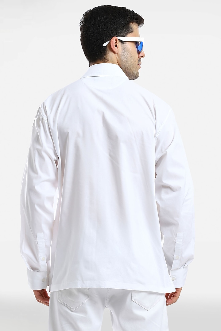 White Cotton Handcrafted Party Wear Shirt by Komal Kothari at Pernia's Pop Up Shop