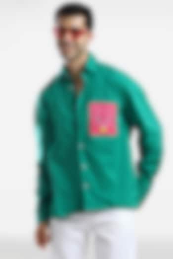 Green Cotton Handcrafted Shirt by Komal Kothari