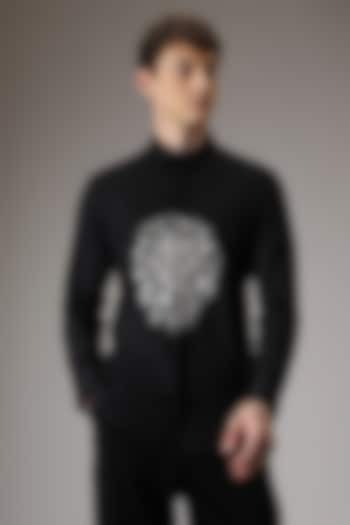 Black Cotton Lycra Hand Embroidered Party Wear Shirt by Komal Kothari at Pernia's Pop Up Shop