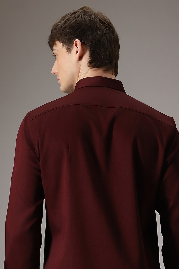 Burgundy Cotton Lycra Hand Embroidered Party Wear Shirt by Komal Kothari at Pernia's Pop Up Shop