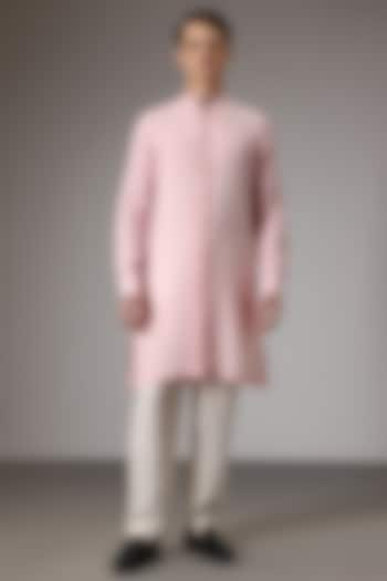 Baby Pink Linen Kurta Set by Komal Kothari